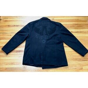 Affliction  Men's Jacket Black 3XL Black Wing Y2k Wool Blend Grunge